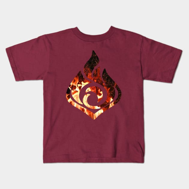 Pyro Element Genshin Impact Kids T-Shirt by Basicallyimbored